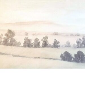 Muted Landscape Canvas Art 28x16 Pink Gray Modern Wall Decor Gallery Wrap New